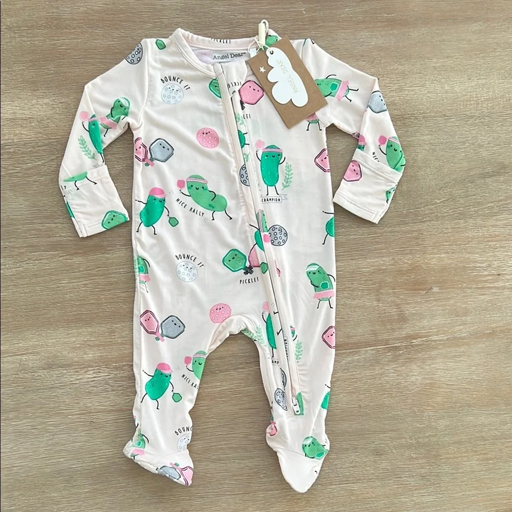 Angel Dear Baby Girl Bamboo Footie Pickleball Pink 12-18 18-24 months